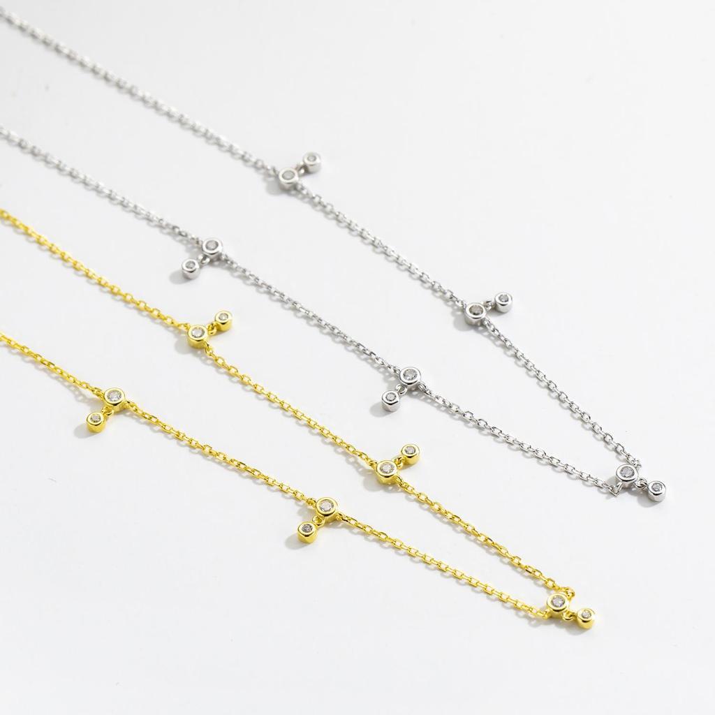 ANDYWEN 925 Sterling Silver Gold Zircon Charm CZ Choker Long Chain Necklace 2023 Women Classic Wedding Fine Jewelry Gift