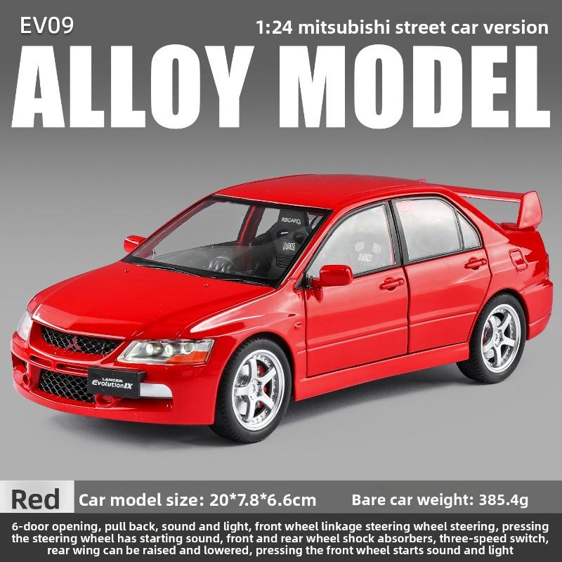 Officially Licensed 1:24 Mitsubishi EVO9 Modified Die-Cast Car Model with Pull-Back Sound and Light Collection Miniature Voiture