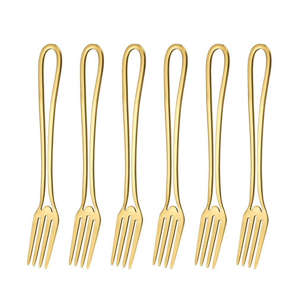 Набор обеденных вилок Rainbow из 6 вилок для салата из нержавеющей стали, набор столовой посуды, десертные вилки, столовые приборы, столовые приборы, 8 дюймов