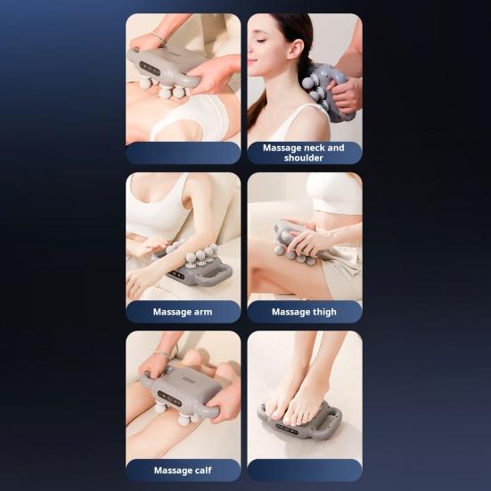 Массажер для глубоких тканей и фасций с 8 головками, интеллектуальным таймером и дистанционным управлением, малошумный аккумуляторный массажный аппарат