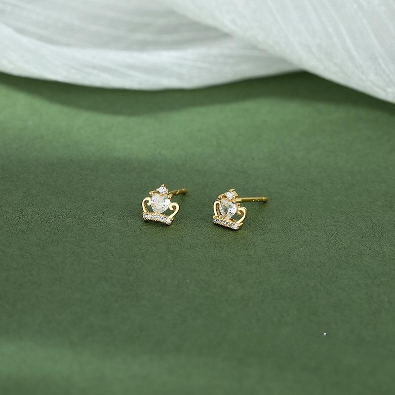 Exquisite Love Crown Earrings for Women Ins Sweet Princess Style Cute Little Earrings