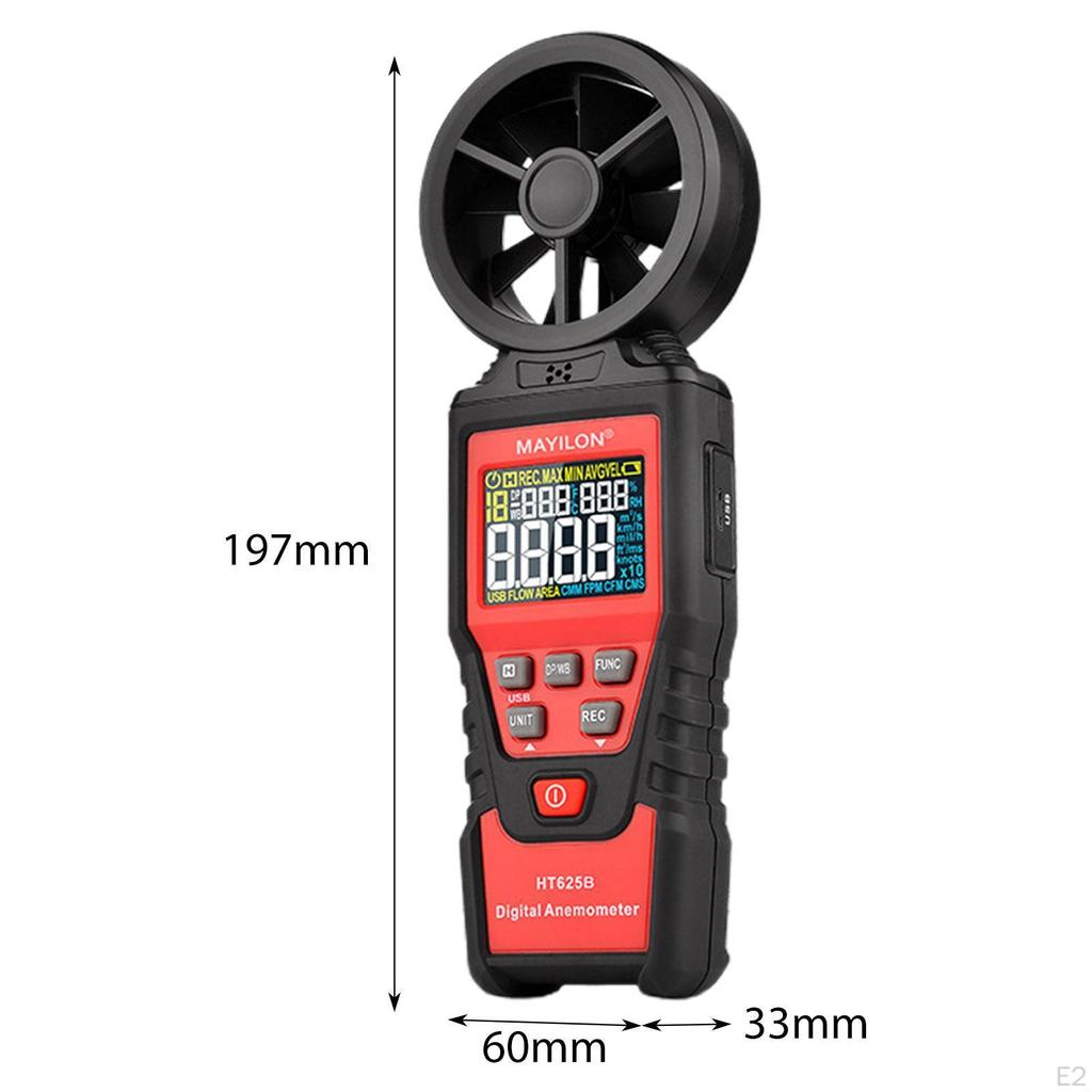 Цифровой анемометр, ручной измеритель скорости ветра, многофункциональный, с экраном для воздуха