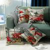 Santa Claus Red Truck Little Snowman Elements Atmosphere Christmas Pillow Cover Home Decoration Sofa Cushion