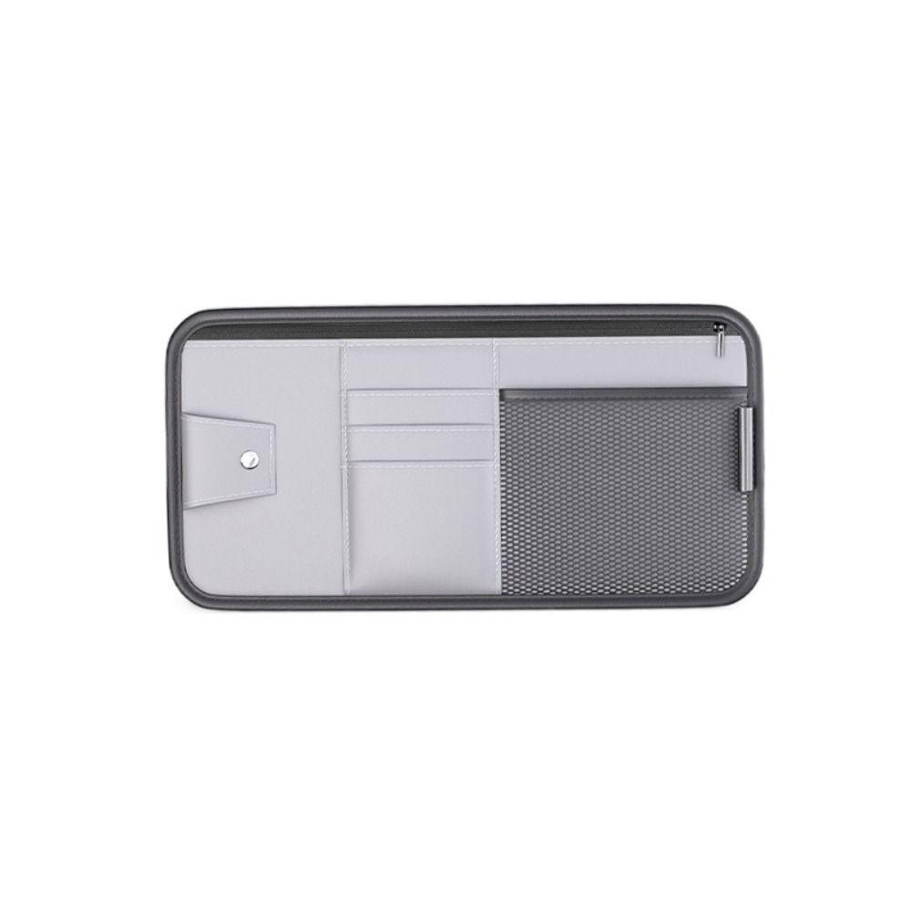 Large Capacity Car Sun Visor Organizer Solid Color Cards Holder Sunglasses Clip  Car Interior