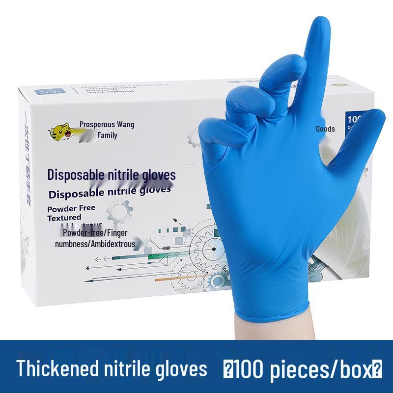 Waterproof Oil-Resistant Blue Nitrile Gloves for Laboratory and Food Grade Use