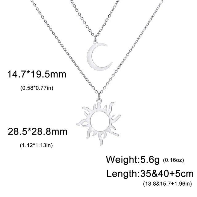 Sun Totem and Moon Pendant Necklace Women Fashion Stainless Steel Clavicle Chain Jewelry Friends Gift