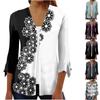 Women's Shirt Blouse Outerwear Print 3/4 Length Sleeve Casual Holiday Basic Button Tops