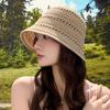 Женская шляпа рыбака с ажурным дизайном, солнцезащитная шляпа с широкими полями, однотонная, V-образная защитная летняя пляжная шляпа
