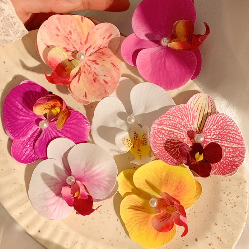 Заколка для волос с гавайским цветком фаленопсиса для женщин и девочек, заколка для волос с челкой в виде цветка орхидеи, аксессуары для волос BB