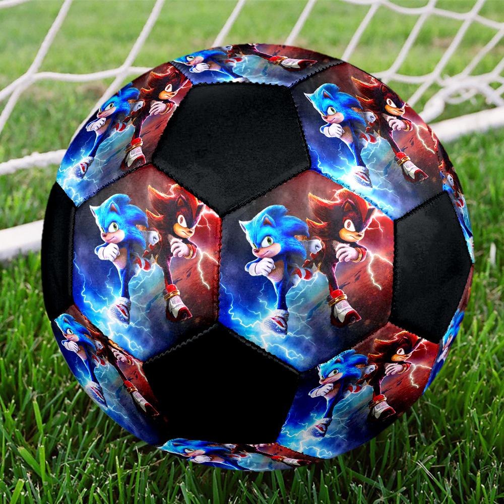 Blue Hedgehog Indoor Soccer Ball Colorful All Ages Size 5 Machine Stitched PVC Competition Ready Durable High-Bounce