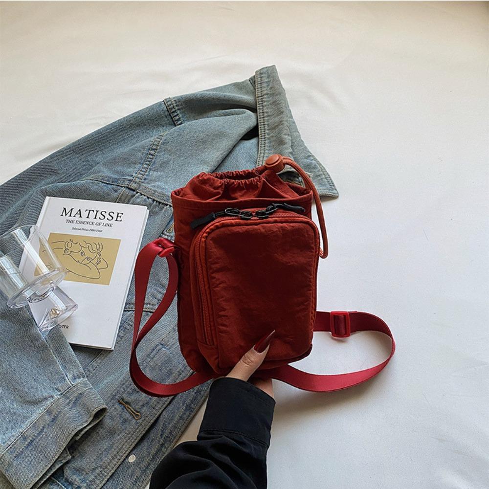 Canvas Crossbody Mobile Phone Bag Solid Color Water Cup Bag Shoulder Water Bottle Bag Mobile Phone