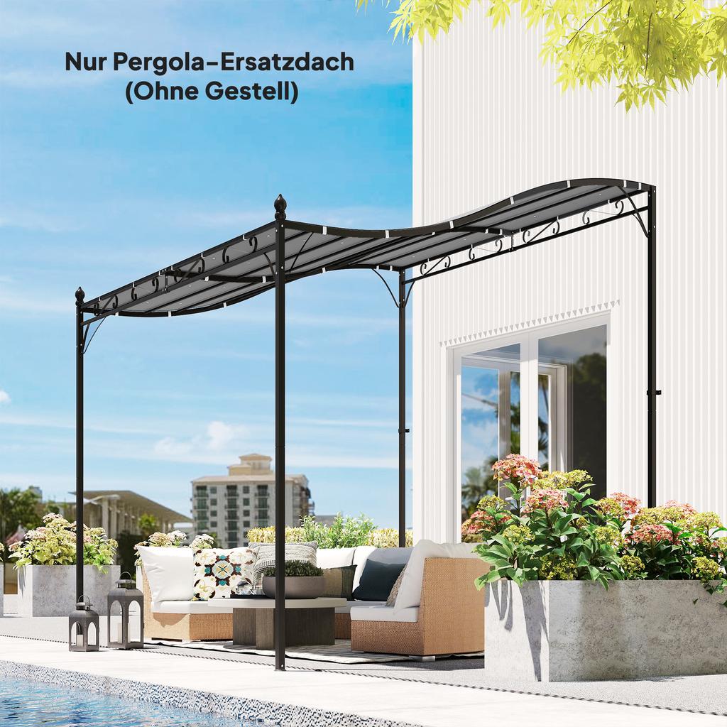 Replacement Roof for Pergola Sun Sail for Patio Roofing Replacement Roof Tarp for 3 x 3 m Gazebo 298x293 cm Dark Grey