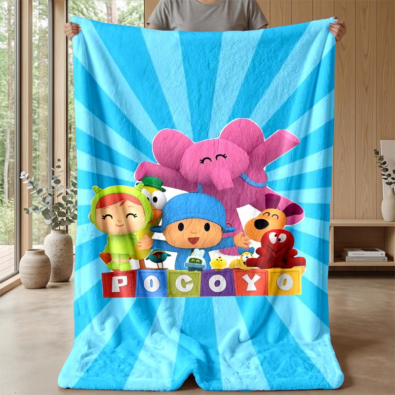 Pocoyó cartoon Cozy Flannel Blanket, Comfortable Warm Throw Blanket for Bedroom Sofa Home Use