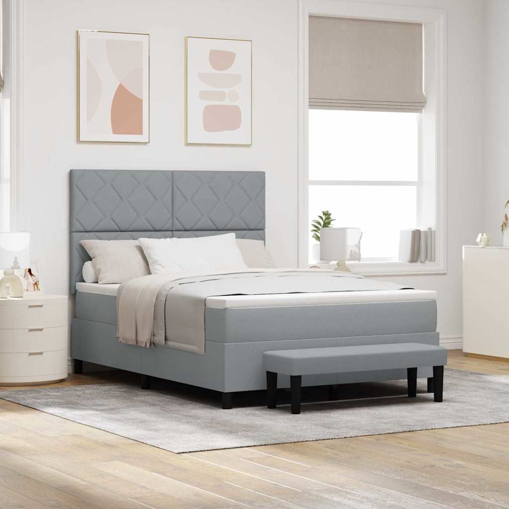 Boxspring bed with headboard Light Grey 140 x 200 cm Fabric