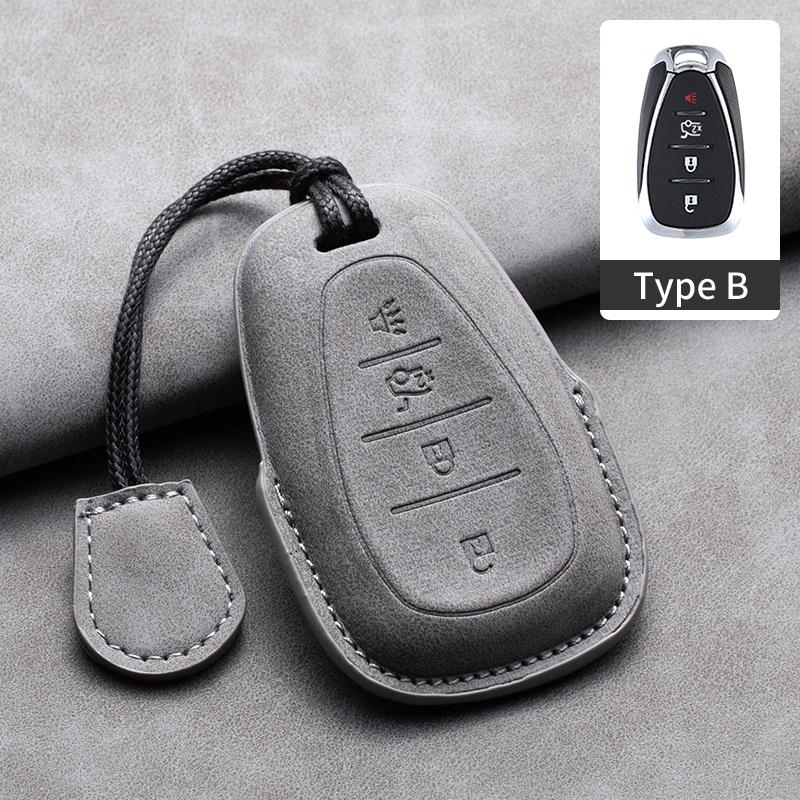 Leather Car Key Case Cover Protective Shell For Chevrolet Chevy Malibu Camaro Cruze Traverse Spark Equinox Sonic Volt Keychain