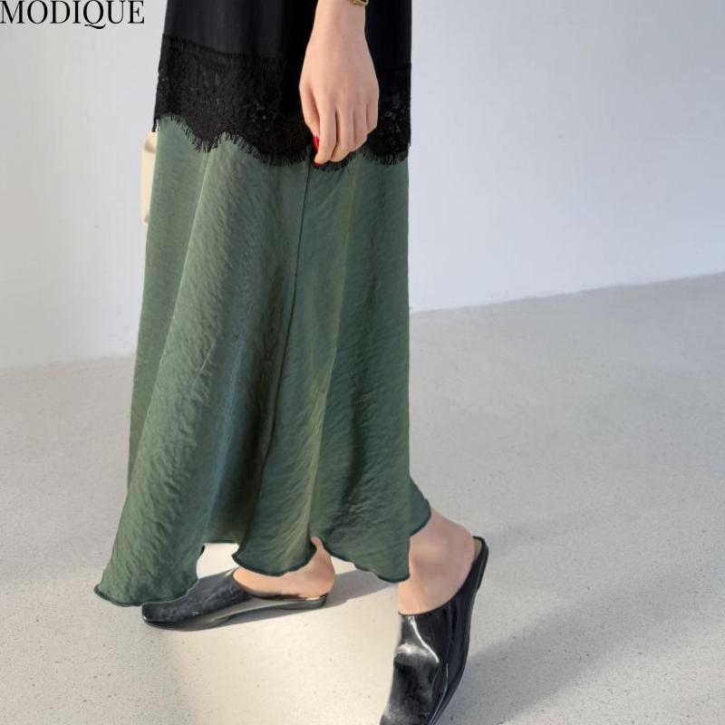 MODIQUE Summer Plus Size New Women Loose Elegant Printing Lace Pleated Patchwork Long Dress Female Casual Short Sleeve O-Neck Dresses