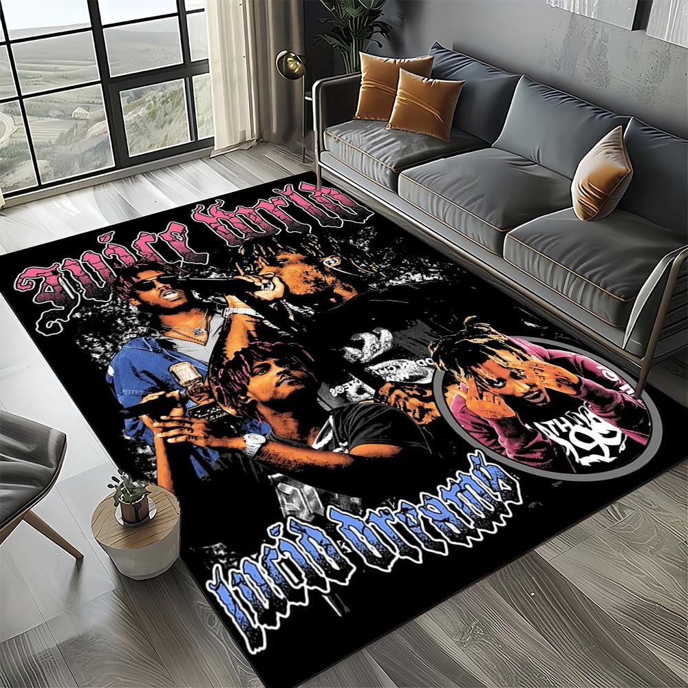 3D Print Juice WRLD 999 Legend Rapper Album Carpet Rug for Living Room Bedroom Home Sofa Decoration,Kids Play Non-slip Floor Mat