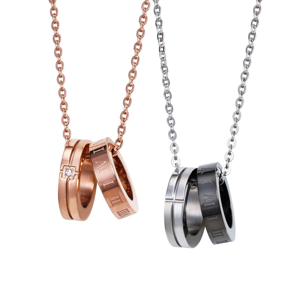 Пара ожерелья хирургическая нержавеющая сталь 316L кубический цирконий гипоаллергенный крест пи розовый черный [белый клевер] + & 4SUP103GO&4SUP103BK