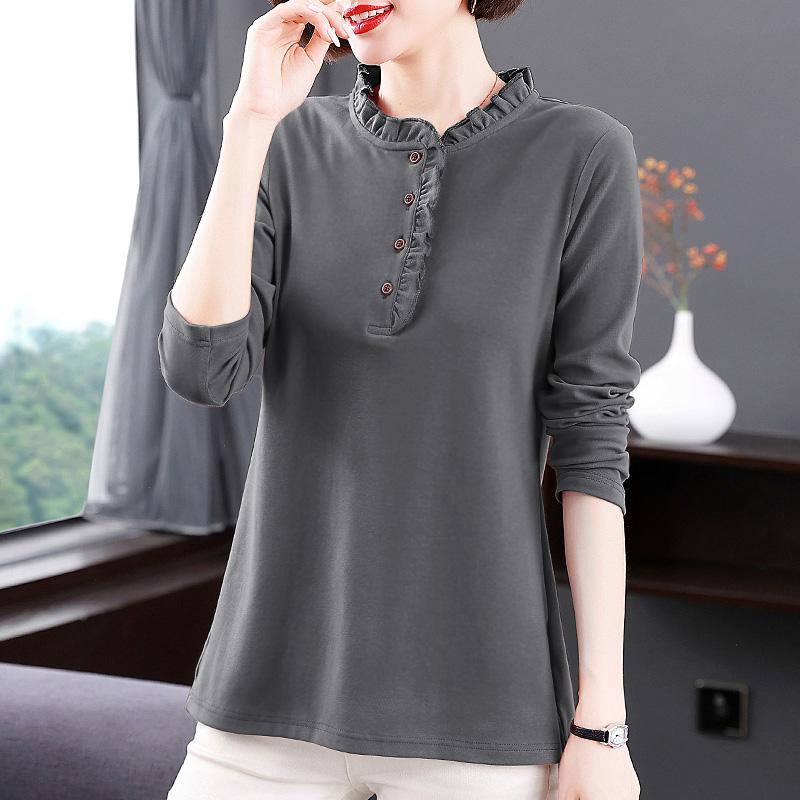 Женская повседневная рубашка с длинными рукавами на весну и осень для женщин среднего и пожилого возраста, элегантная рубашка-рубашка с низом