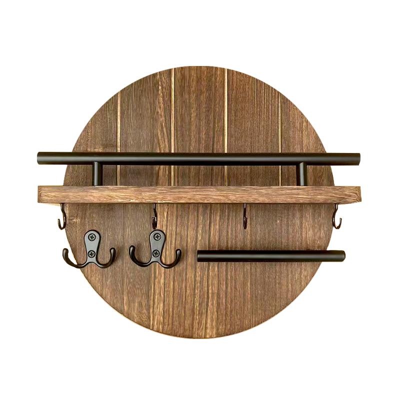 1 шт. деревянные крючки в стиле ретро, круглая стойка для хранения вещей, практичная настенная карбонизированная цветная подставка для ключей, украшение для входа, хранение