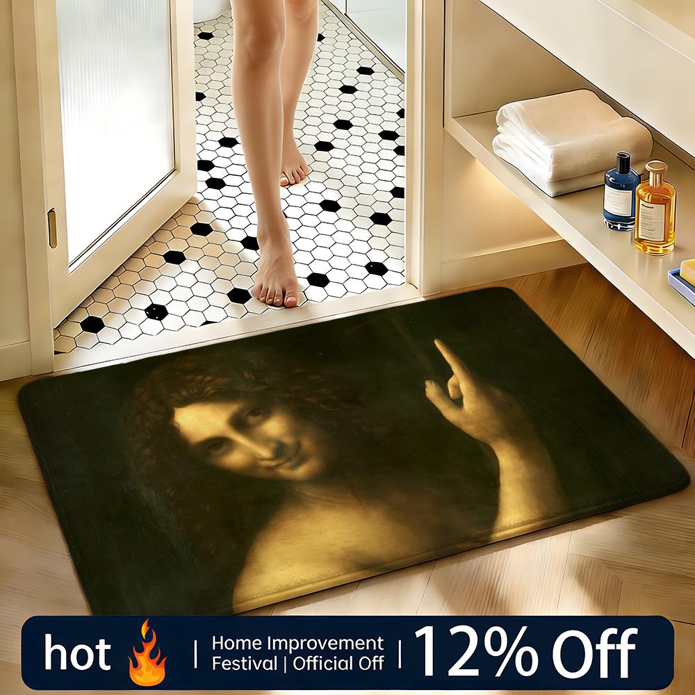Soft Absorbent Non-Slip Rug Artist Leonardo da Vinci Floor Mat Home Decor Doormat Bedroom Floor Mat Shower Carpet