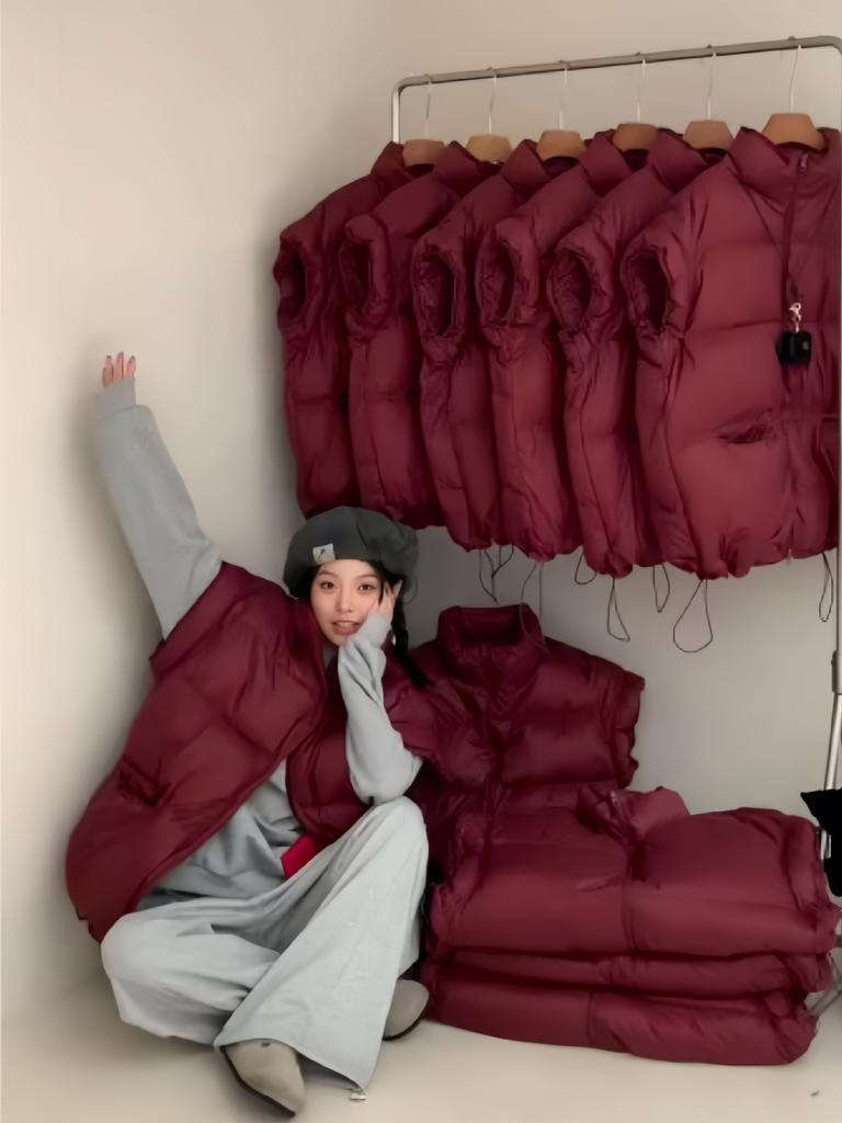 Зима 2024 новый повседневный пуховик жилет женский свободный 90% белый утиный пух воротник стойка куртка жилет куртка