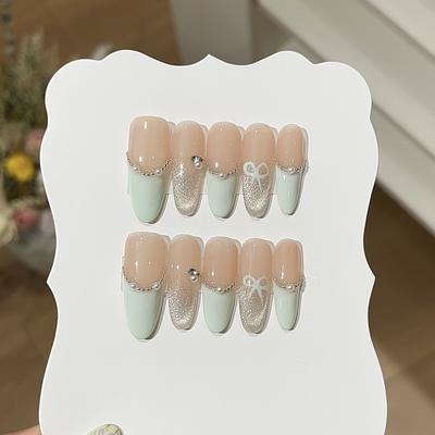 Освежающая газированная вода Juice Girl, мятно-зеленая, французская, расписанная вручную, цепочка с бабочкой, жемчужная одежда, доспехи