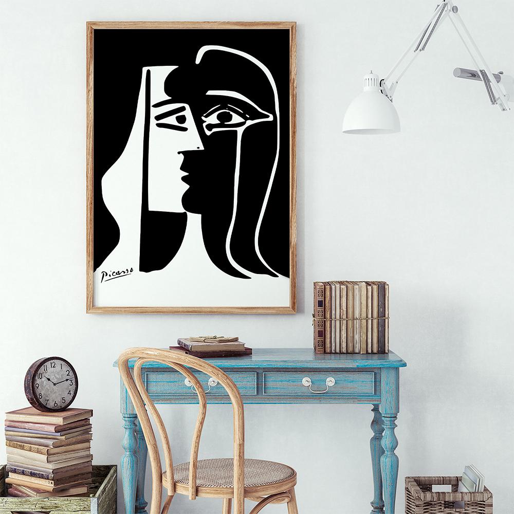 Поцелуй Плакат Пикассо Wall Art Матисс Абстрактная женская картина маслом Черно-белые изображения на стене