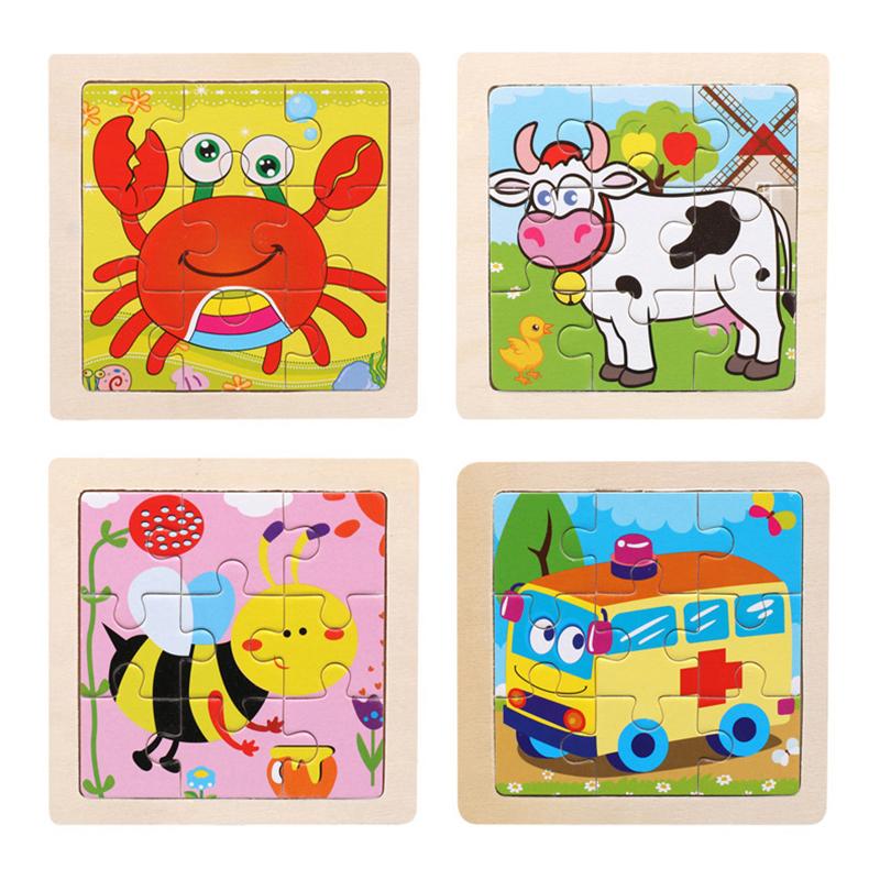 Kids Funny Cartoons Puzzle Toy Jigsaw Wooden Educational Study
