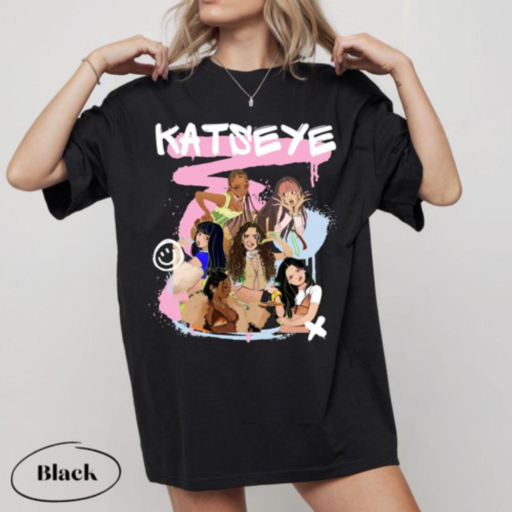 Retro KATSEYE Gnarly Tshirt Kpop music Tshirt loose and casual unisex pure cotton allseason streetwear base layer top