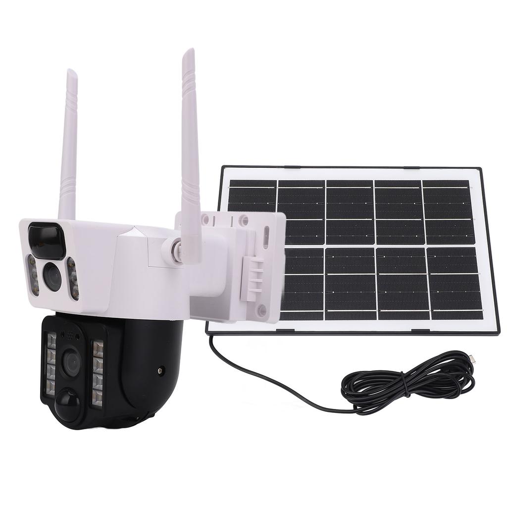 Solar Security Camera 4MP 2K Motion Detection Intelligent Alert 2 Way Talk Dual Lens Outdoor