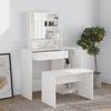 Makeup Table with Mirror High Gloss White 34 X 13.8 X 53.5 In (L X W X H)