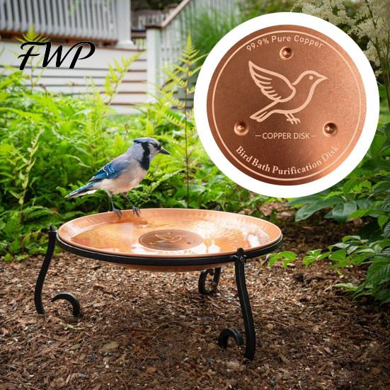 Water Purification Disc for Birds Bird Bath Copper Disc, Purifier Pure 3 Point Ion Support, 4 Inch Outdoor Garden Algae Inhibitor Baths