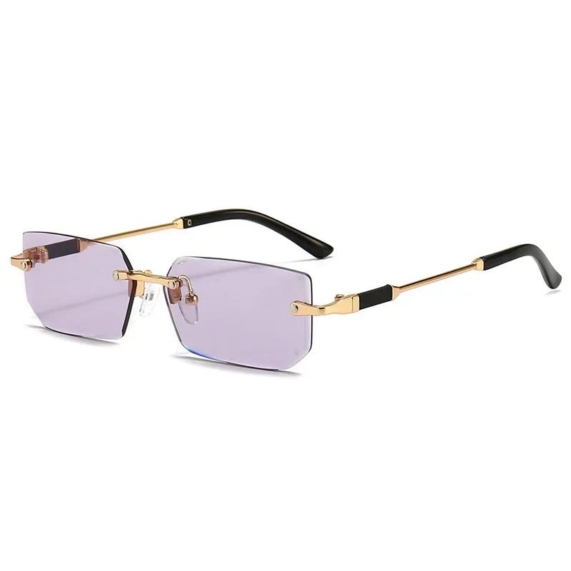Fashion Rimless Sunglasses for Men Women UV Protection Multi Color Glasses Outdoor Driving Travel Accessories