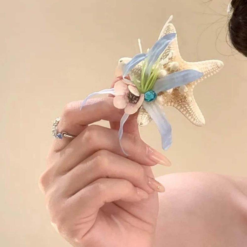 Sweet Starfish Hair Clip Korean Style Women Side Clip Simple Orchid Flower Hairpin Daily