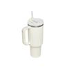 (White)Stainless Steel Water Cup Large Capacity Vacuum Straw Cup Handle Coffee Mug