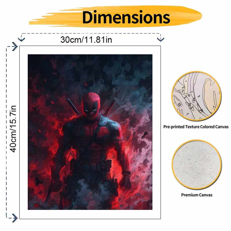 Disney Oil Painting DIY Digital Painting HandPainted Deadpool Super Hero Wall Art for the Living Room or Entryway.