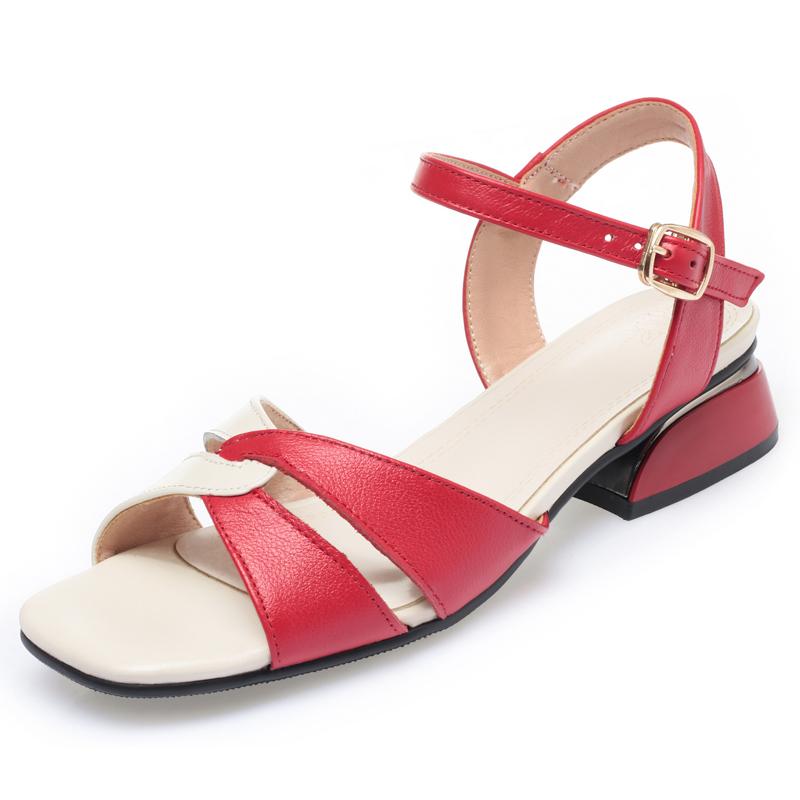 Женские сандалии из натуральной кожи, модные женские летние сандалии, разноцветные женские сандалии большого размера 41, 42, 43