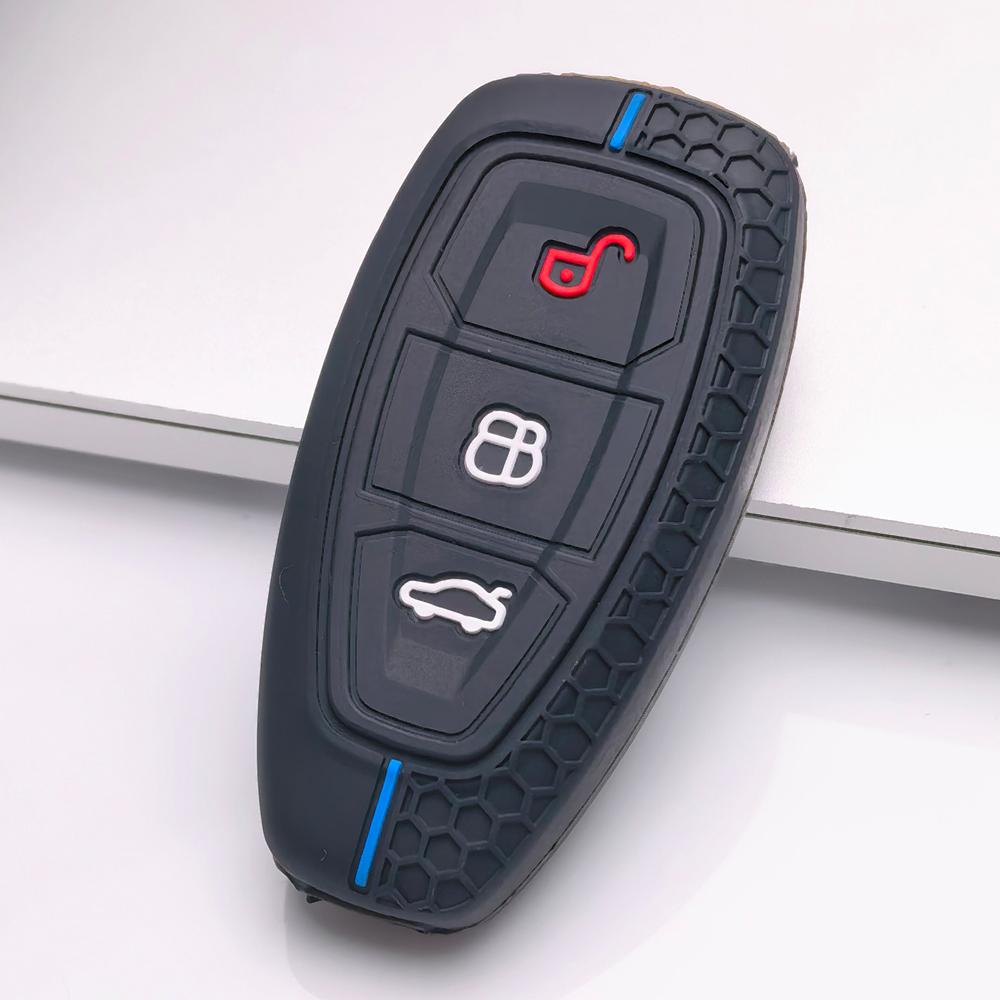 Силиконовый чехол для ключа Ford с 3 кнопками (смарт-ключ), подходит для Ford Focus Mondeo Kuga Escape Galaxy C-Max S-Max, Ударопрочный держатель для брелока, Защитный аксессуар