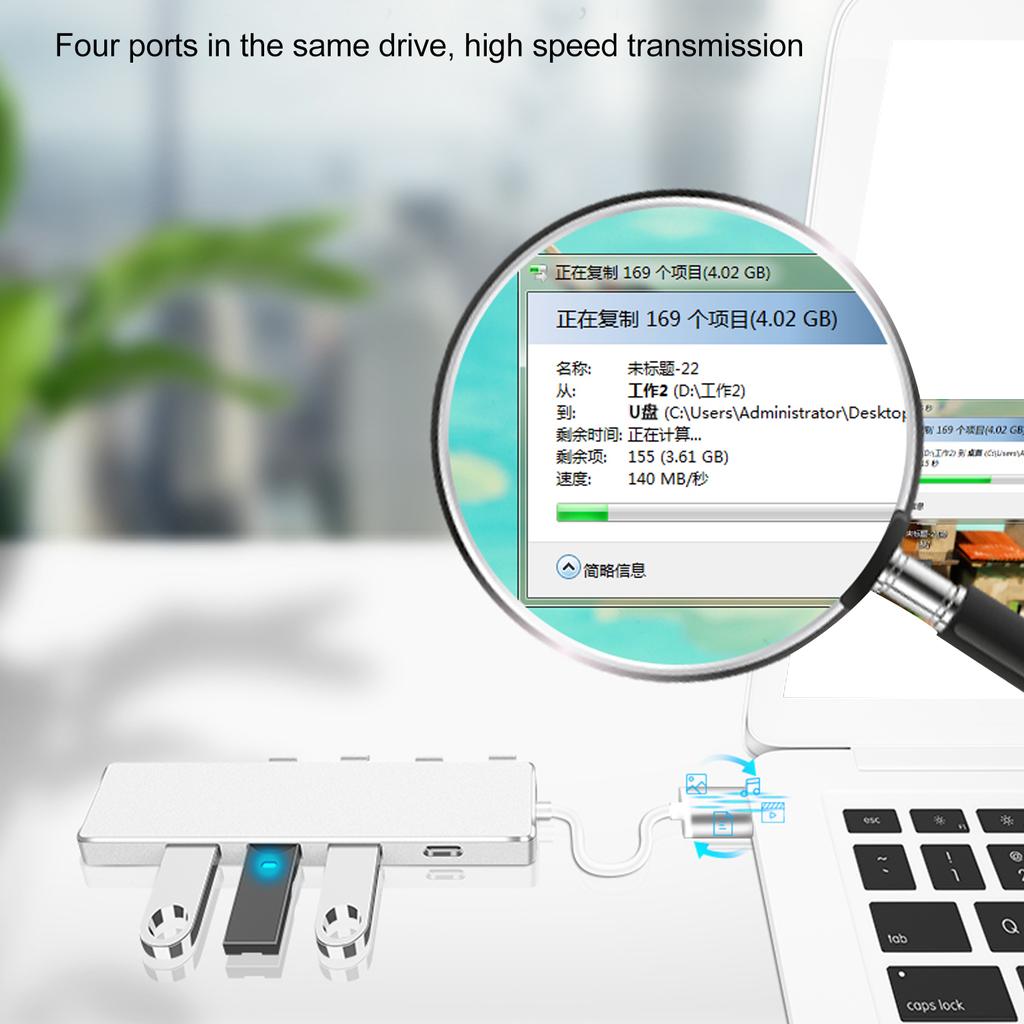 USB Hub High Speed 1xUSB3.0 Port 3xUSB2.0 Ports 1xUSB C Power Port USB3.0 4 Ports Hub USB Hub Multiport Adapter