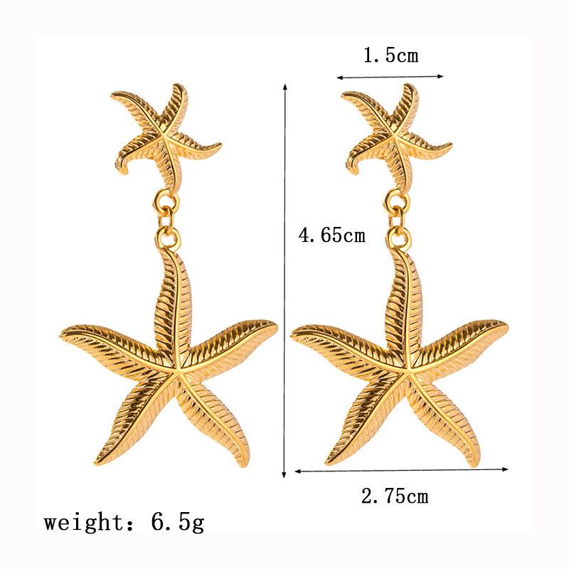 2026 New Stainless Steel Starfish Shell Earrings for Women Beach Vacation Style Luxury Thread Ear Dangle Jewelry Not Fading