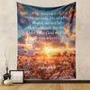 Be Strong and Courageous Bible Verse Sunset Field Daisies Joshua 1:9 Tapestry Patterned Tapestry for Bedroom and Living Room Home Decor Sofas