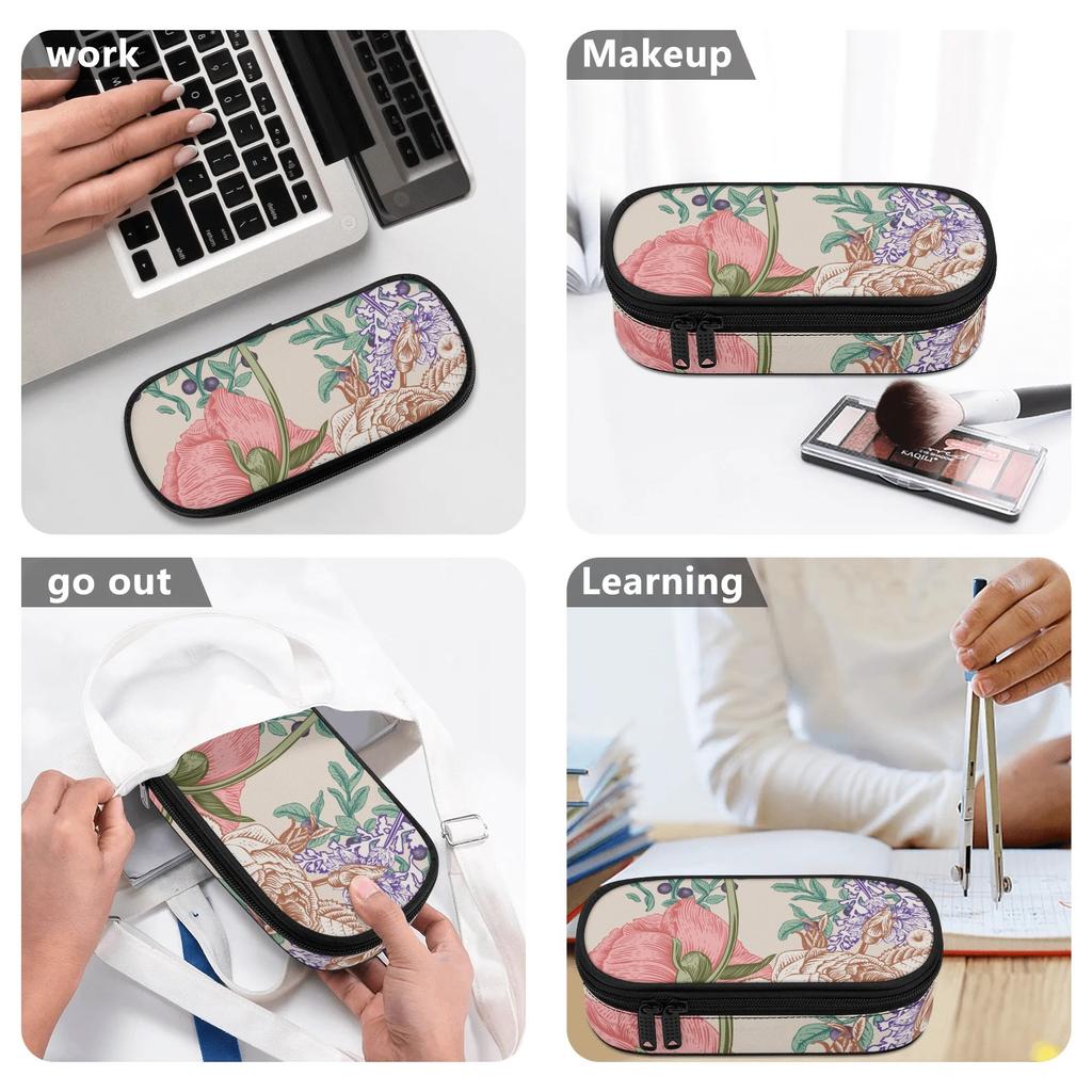 Pencil Bag Roomy Interior 300D Polyester Zip Around Closure with Main Compartment Mesh Pocket and Pen Slots for Teens and Students