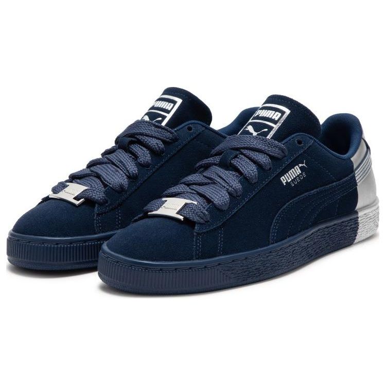 Puma Suede Dance Crew Удобные Универсальные Прочные Низкие Кроссовки Кроссовки Унисекс Темно-синий Серебристый 398306-02