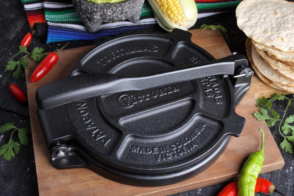 Japanese VICTORIA Inch Tortilla Press Victoria TOR002 Cast Iron Tortilla Press Taco Press Burrito Nachos Mexico Mexican Food Tortilla Chips Flaxseed