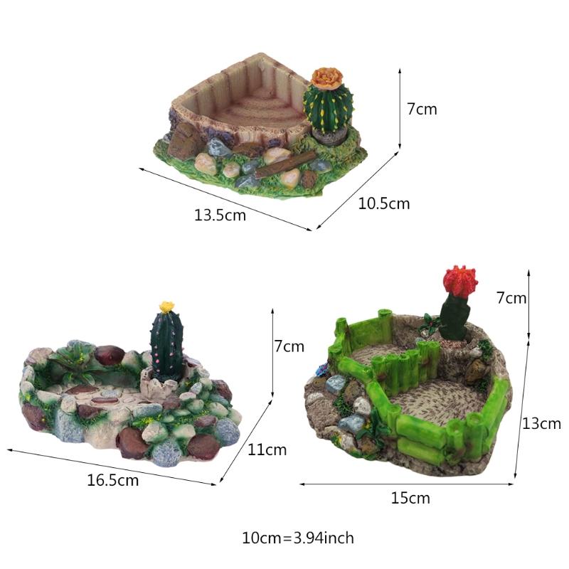 Миска угловая круглая миска для воды из смолы для маленьких домашних животных черепаха кактусовый камень декор