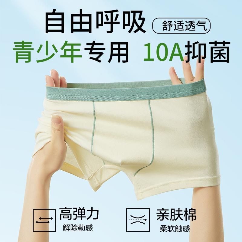 4-pack Youth Underwear: Mulberry Silk Antibacterial Development Period Growth Leave No Trace Flat Corner Pants