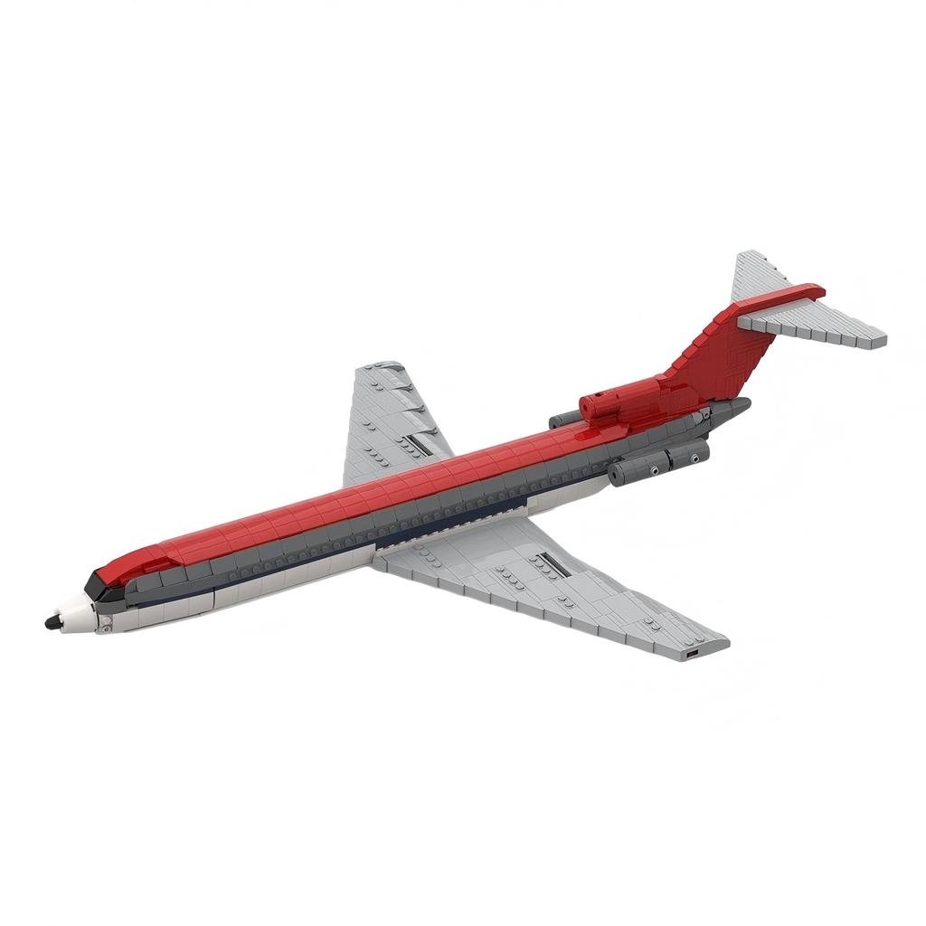 MOC-104579 Boeing 727 Jet Airliner Architectural Aircraft Style Model Small Particle Building Blocks Toy for All Enthusiasts