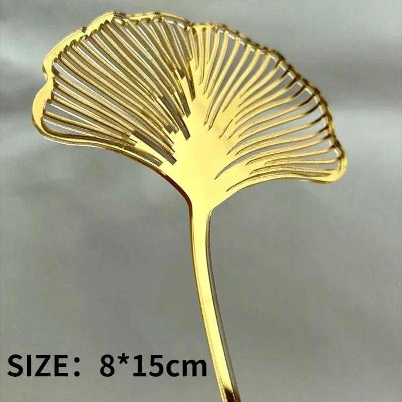 1 комплект акриловых золотых листьев, декоративный цветок для украшения торта, бумага для украшения торта на день рождения, вечеринку, золотая пальма, выпечка, украшение для тортов в стиле бохо