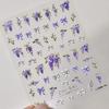 1pcs 5D Exquisite Purple Wisteria Flower Nail Art Stickers Flower Bow Nail Decoration Slider Decal Adhesive Transfer Part
